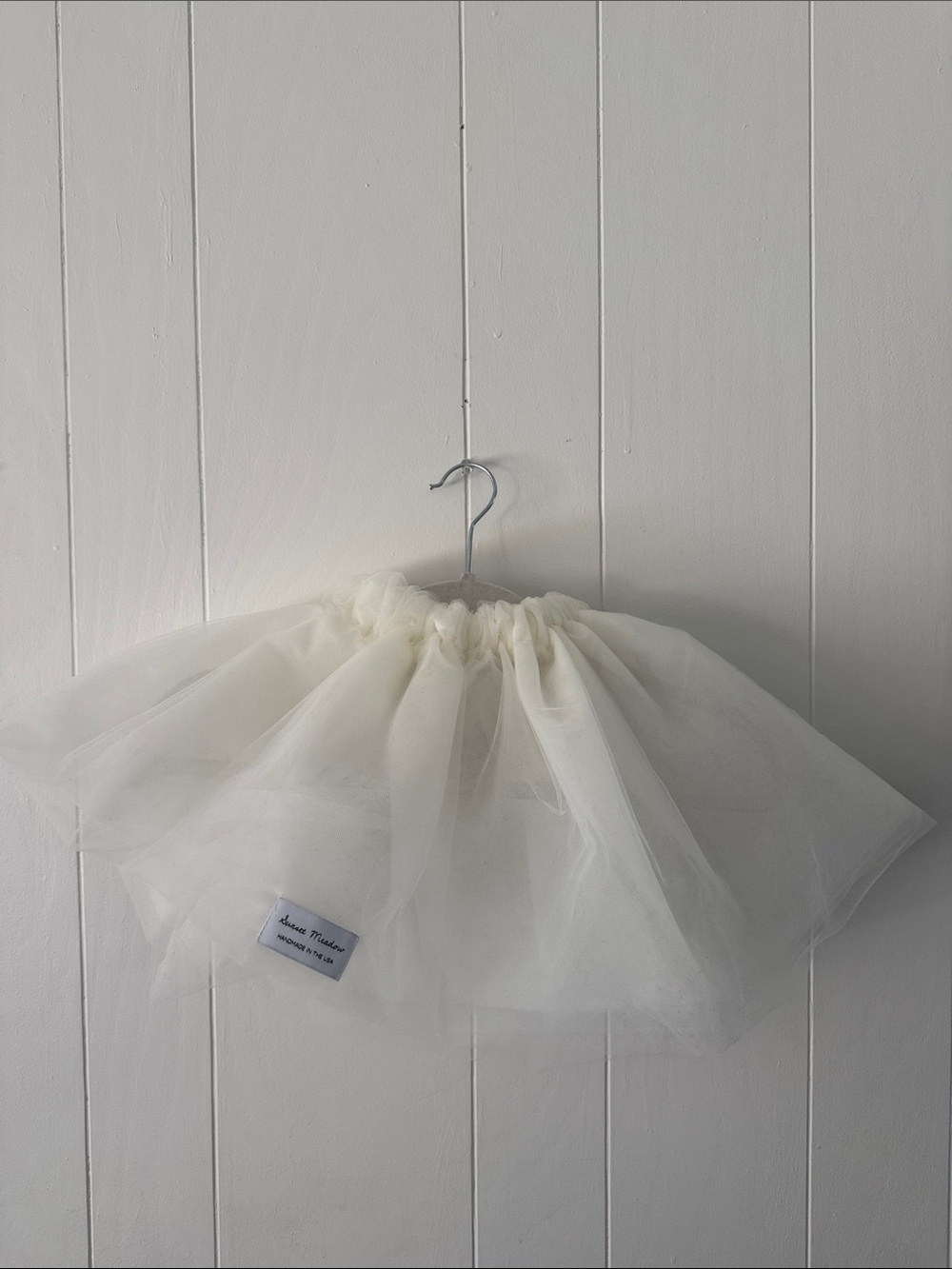 Children's White Tulle Tutu Skirt with Elastic Waist